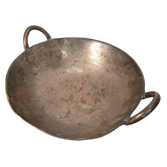 Antique Hand Hammered Copper Cauldron Pot Rustic Farmhouse Kitchen Decor - Picture 3 of 12